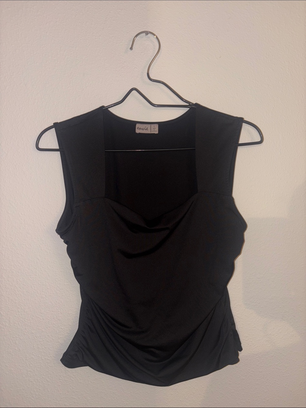 Leota Black Sleeveless Draped Neck Camisole